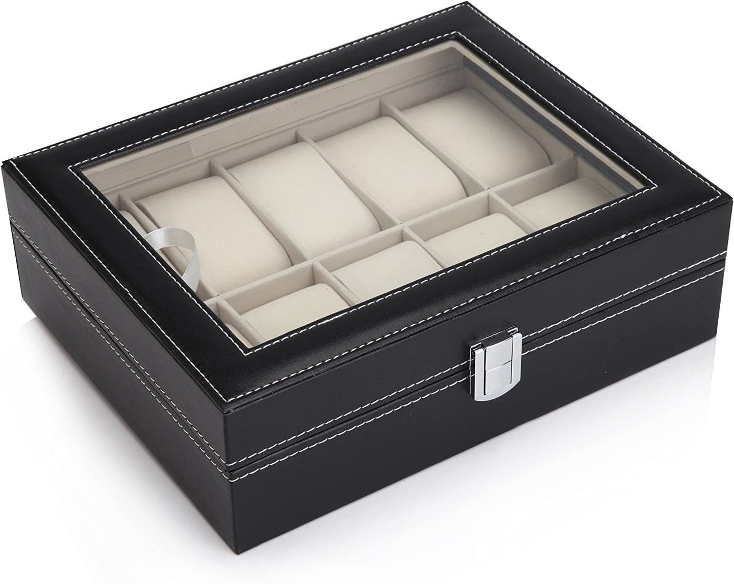 black-pu-leather-watch-organizer-display-storage-box-cases-for-men-women-10-slots www.mallsonline.com.au