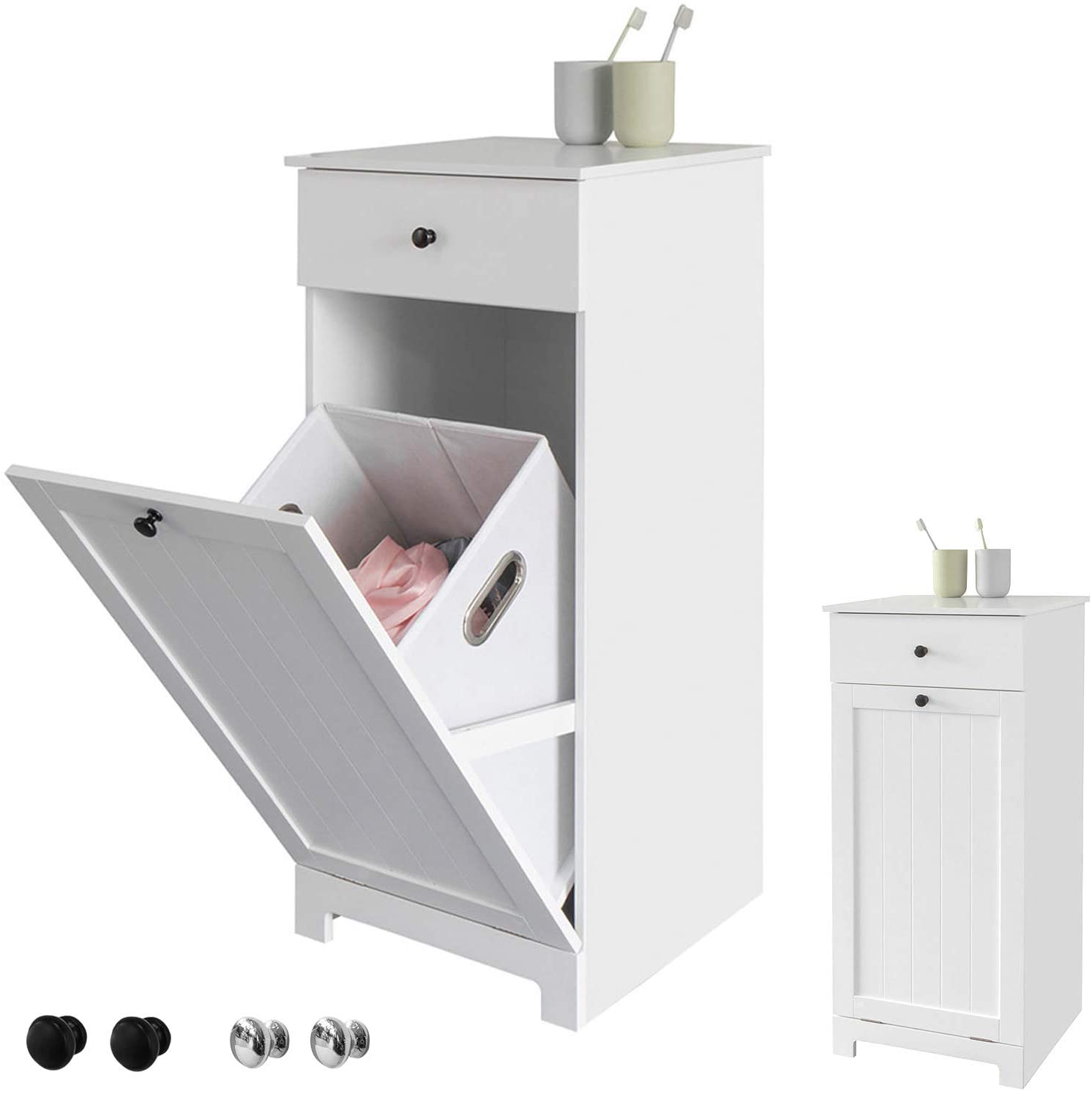 white-bathroom-cabinet-with-laundry-basket-and-drawer www.mallsonline.com.au
