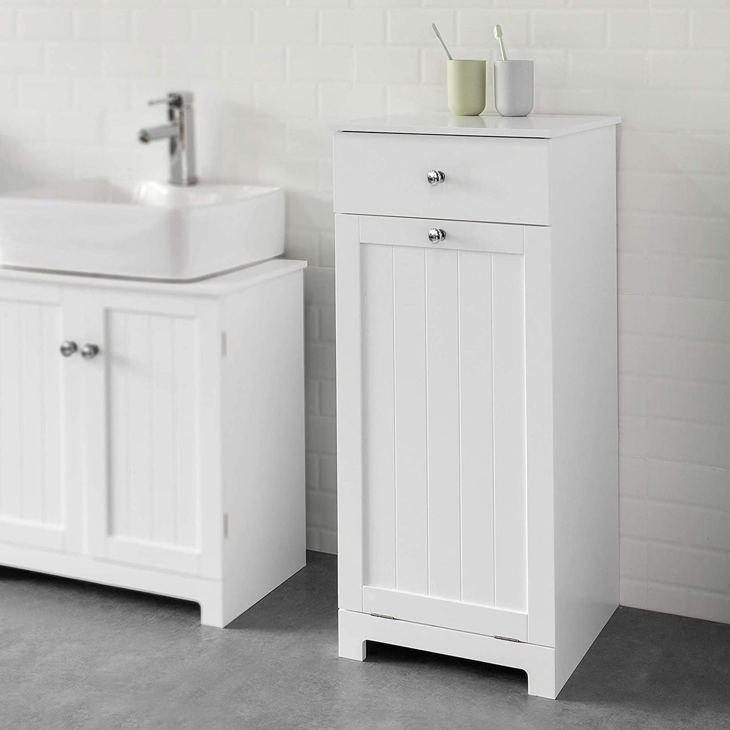 white-bathroom-cabinet-with-laundry-basket-and-drawer www.mallsonline.com.au