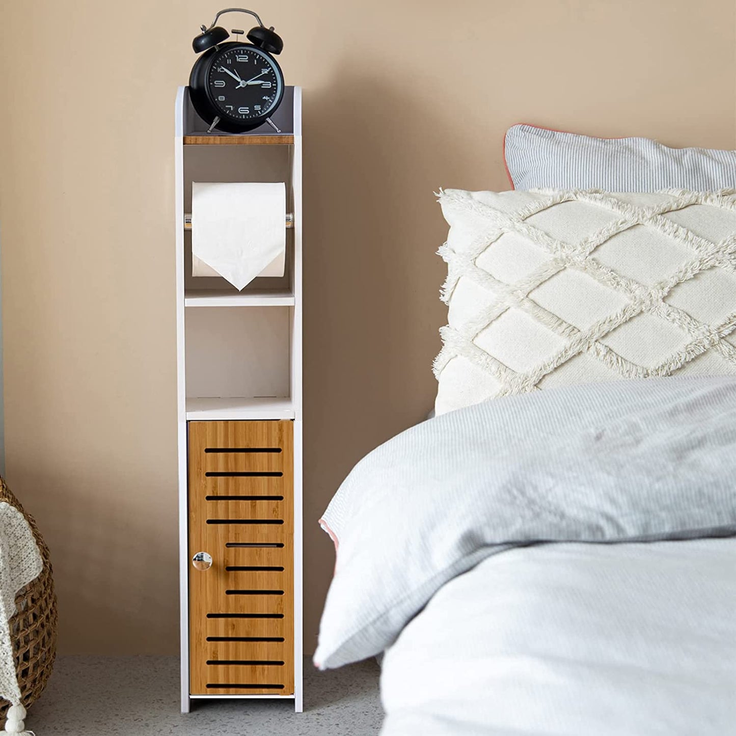 toilet-paper-roll-holder-for-bathroom-with-roller-bamboo-76cm at www.mallsonline.com.au