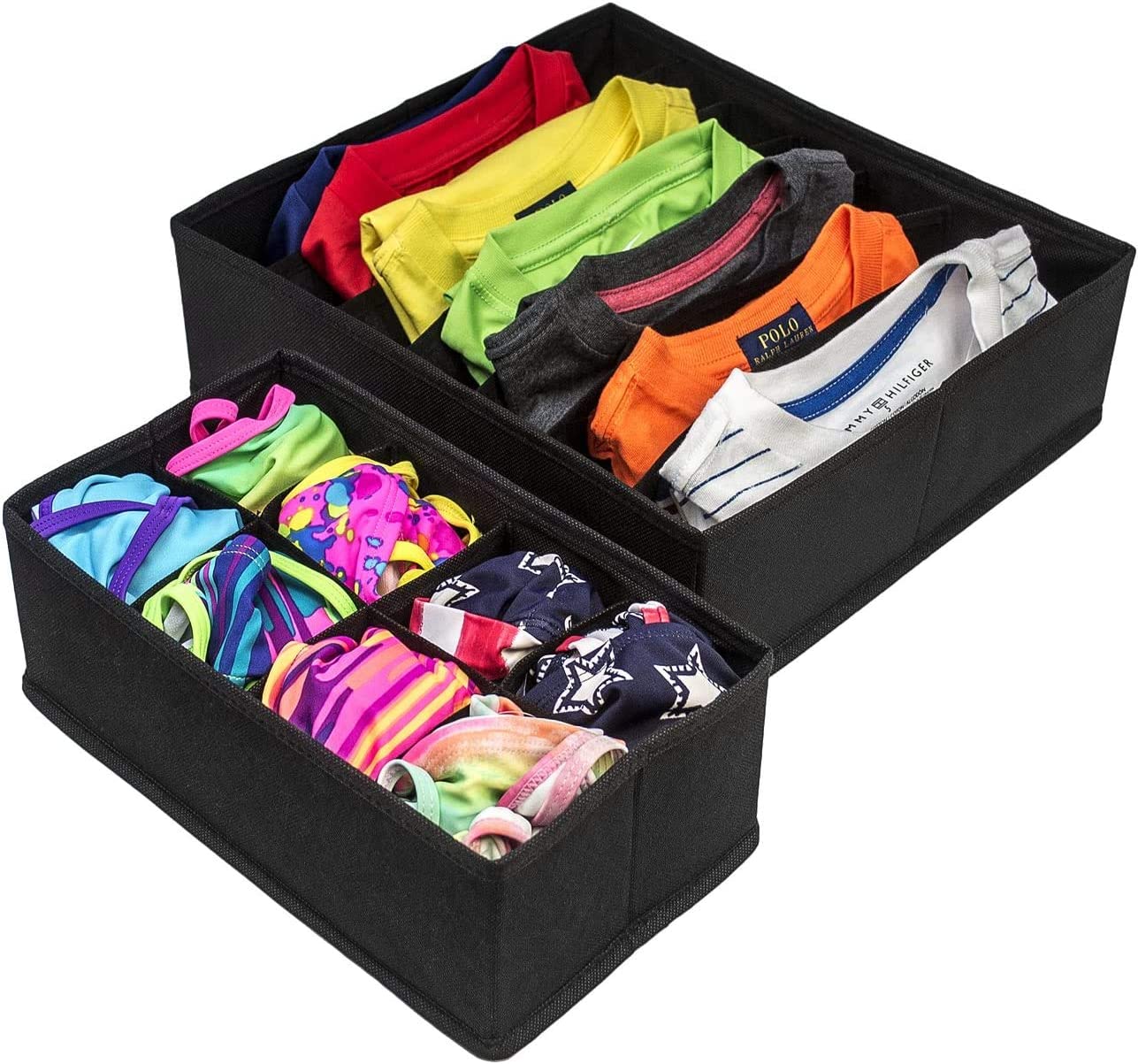 4-pack-foldable-drawer-dividers-storage-boxes-black www.mallsonline.com.au
