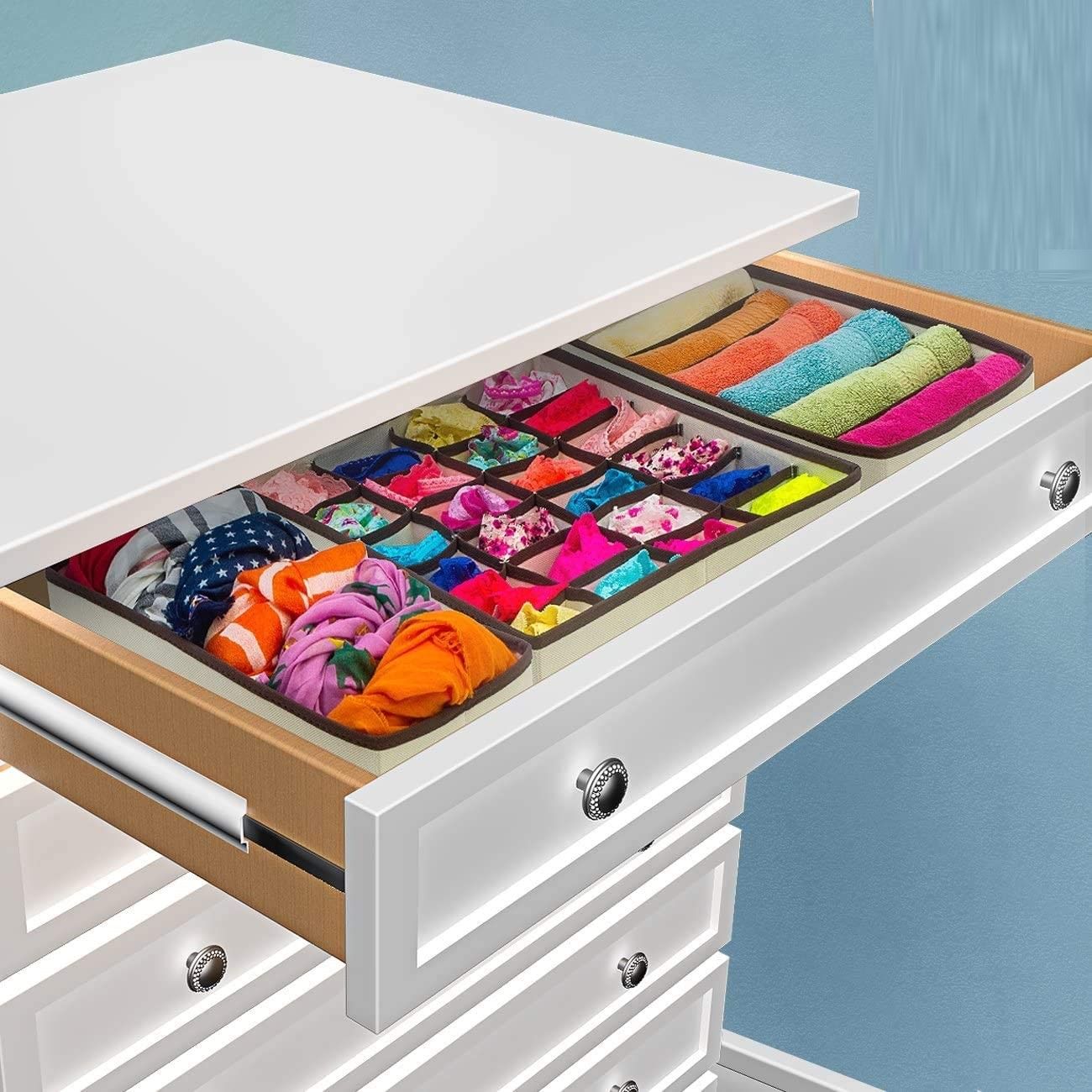 4-pack-foldable-drawer-dividers-storage-boxes-black www.mallsonline.com.au