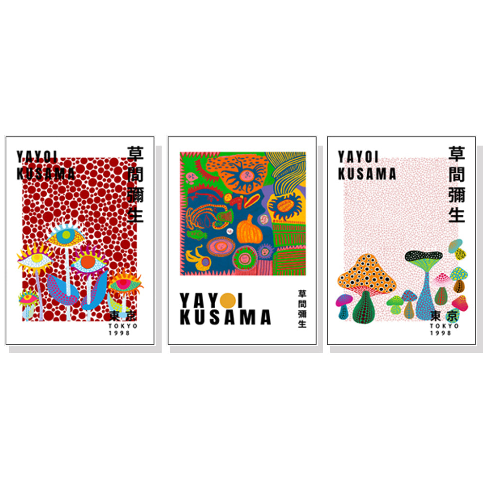 50cmx70cm-wall-art-by-yayoi-kusama-3-sets-white-frame-canvas www.mallsonline.com.au