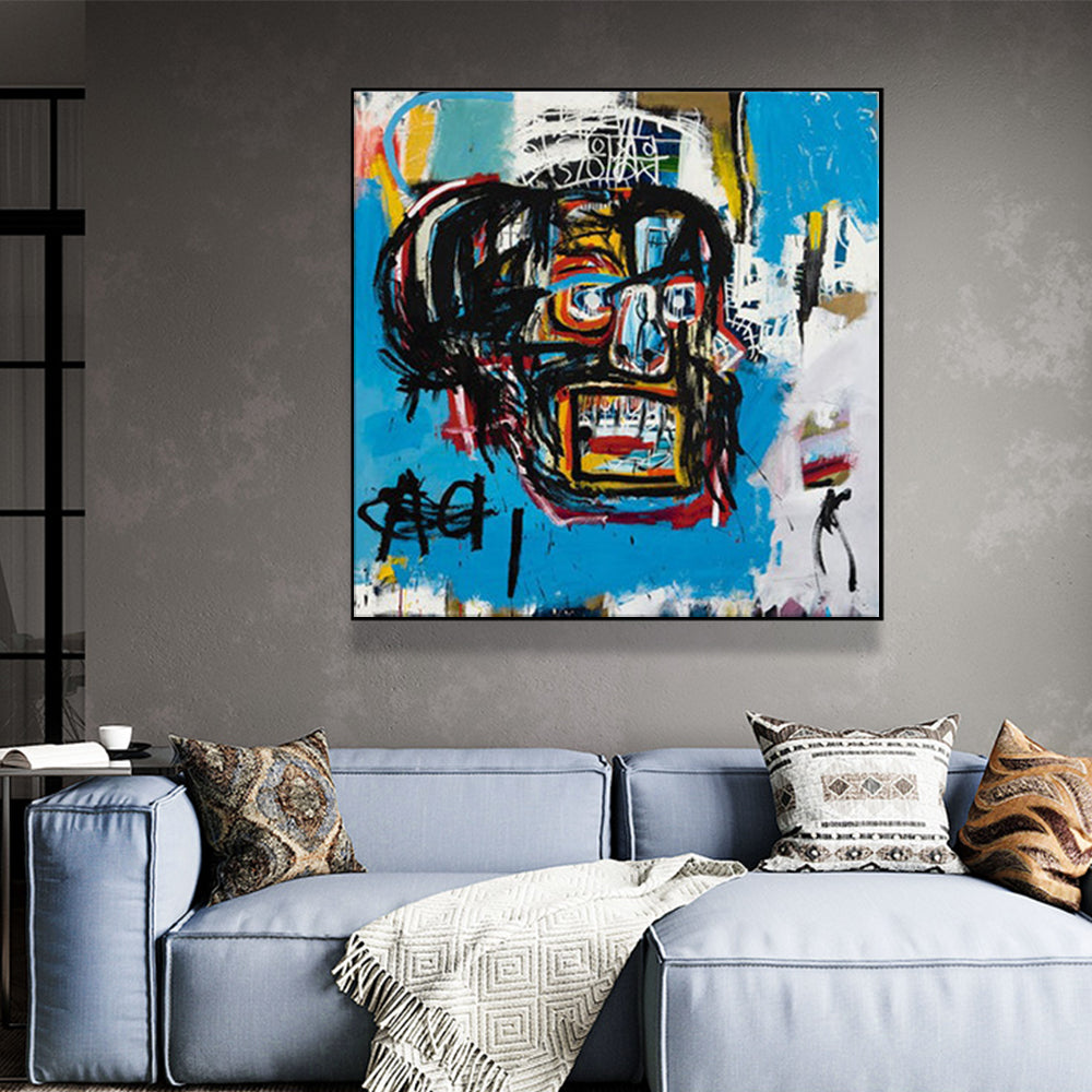 70cmx70cm-blue-head-black-frame-canvas-wall-art www.mallsonline.com.au