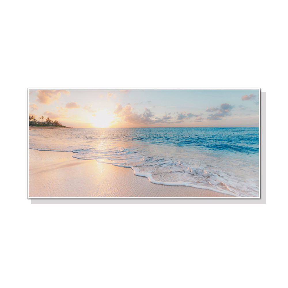 40cmx80cm-ocean-and-beach-white-frame-canvas www.mallsonline.com.au