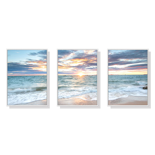40cmx60cm-sunrise-by-the-ocean-3-sets-white-frame-canvas-wall-art www.mallsonline.com.au