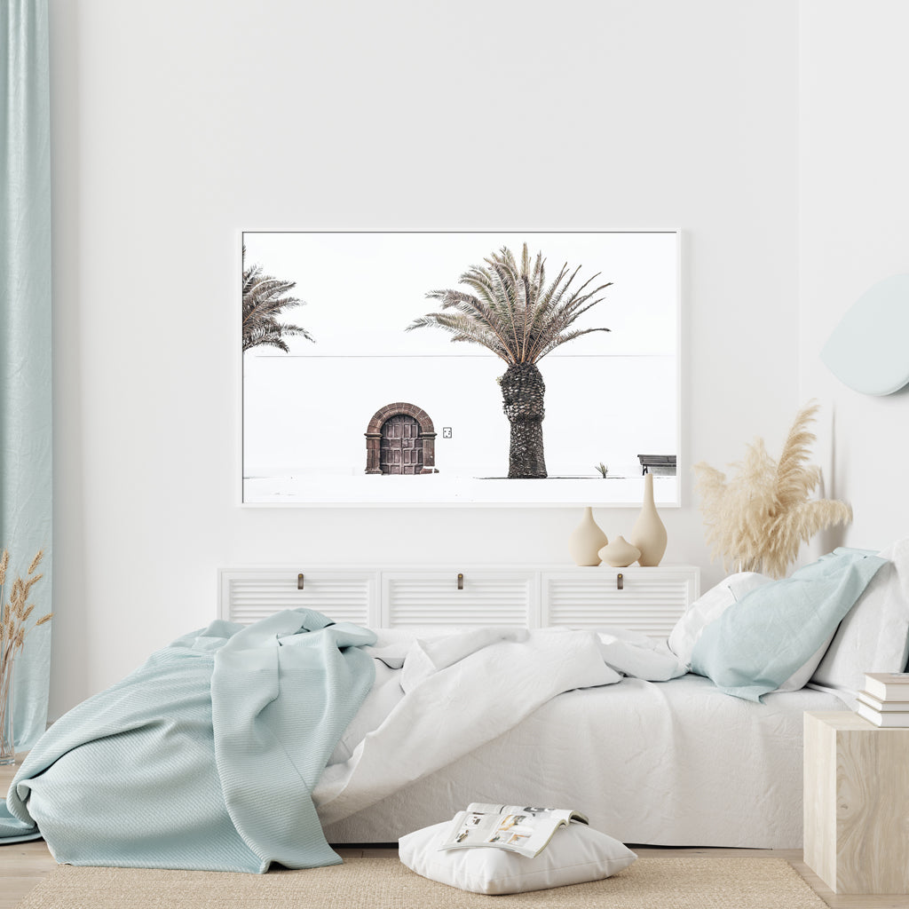 70cmx100cm-european-palm-tree-white-frame-canvas-wall-art www.mallsonline.com.au