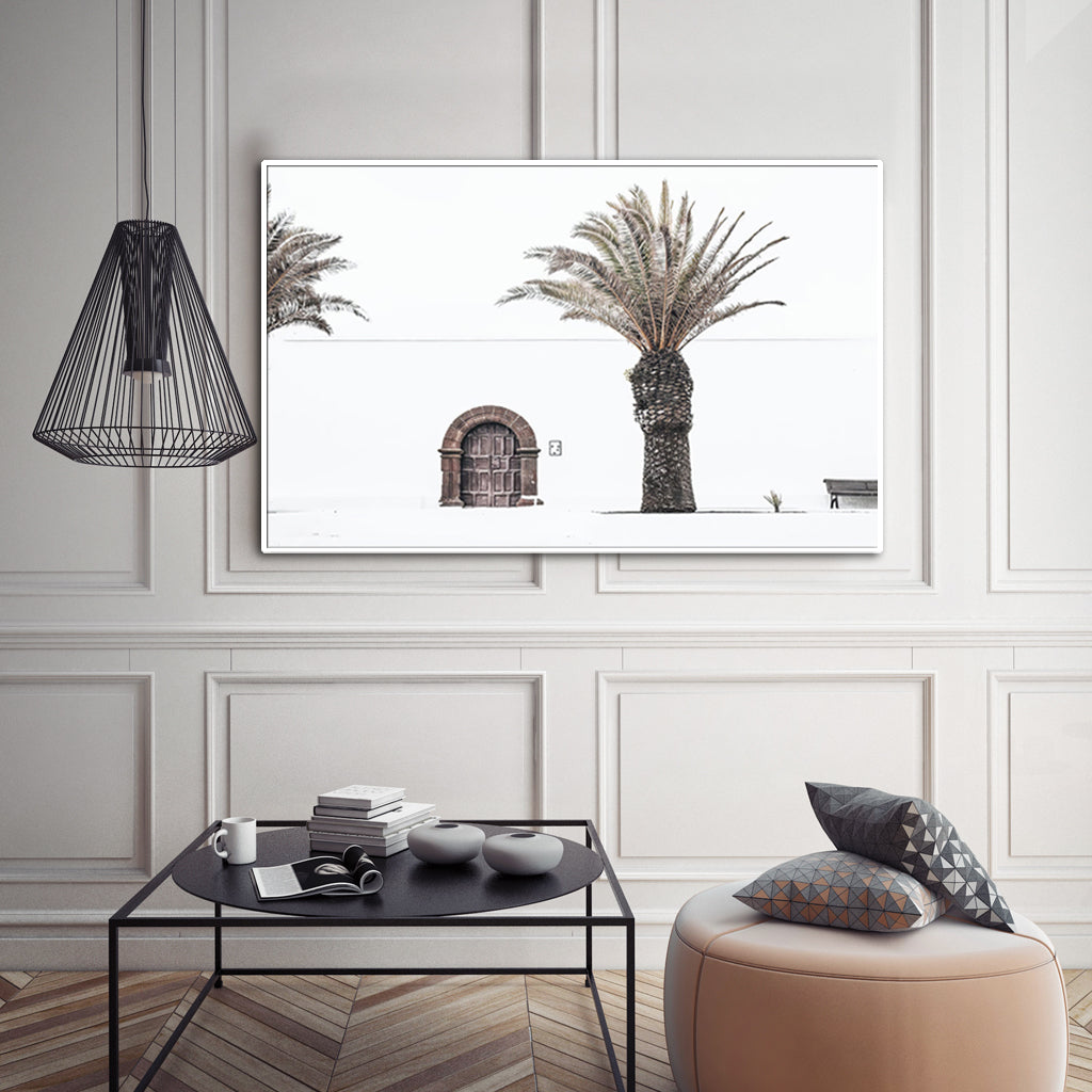 70cmx100cm-european-palm-tree-white-frame-canvas-wall-art www.mallsonline.com.au