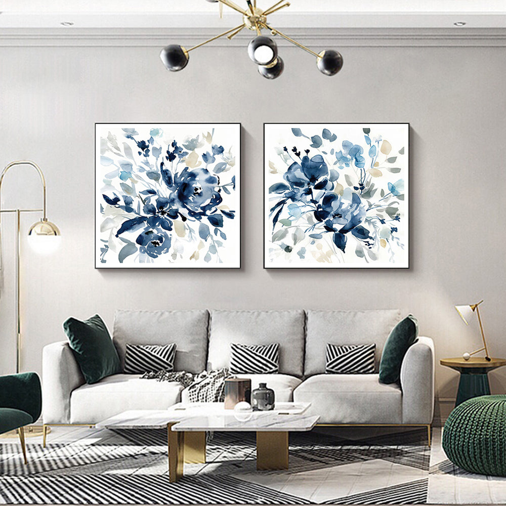 60cmx60cm-indigo-garden-by-carol-robinson-2-sets-black-frame-canvas-wall-art www.mallsonline.com.au