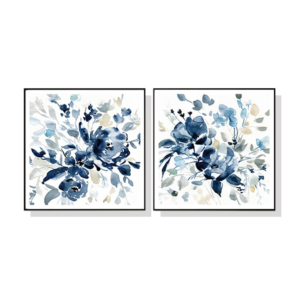 60cmx60cm-indigo-garden-by-carol-robinson-2-sets-black-frame-canvas-wall-art www.mallsonline.com.au