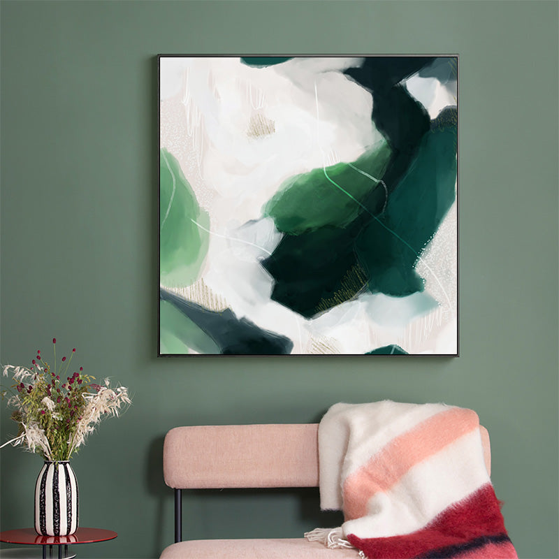 70cmx70cm-french-abstract-green-black-frame-canvas-wall-art www.mallsonline.com.au