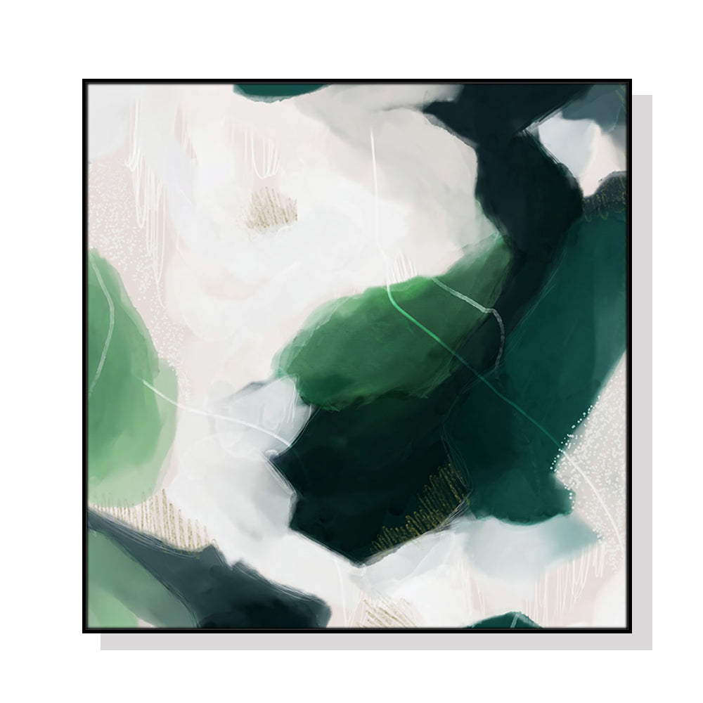 70cmx70cm-french-abstract-green-black-frame-canvas-wall-art www.mallsonline.com.au