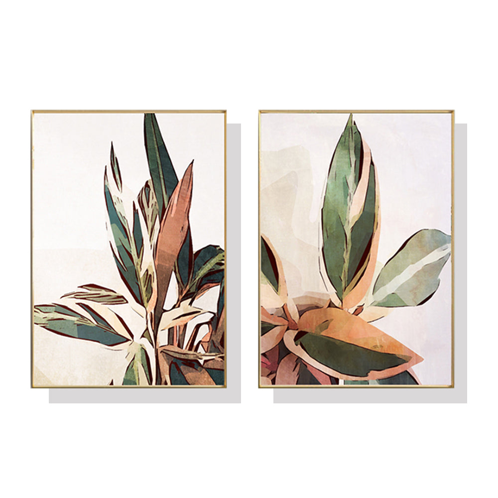 60cmx90cm-botanical-leaves-2-sets-gold-frame-canvas-wall-art www.mallsonline.com.au