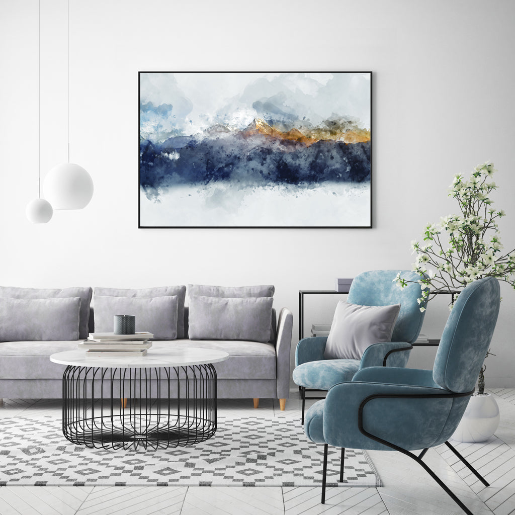 60cmx90cm-abstract-sunlight-mountains-black-frame-canvas-wall-art www.mallsonline.com.au