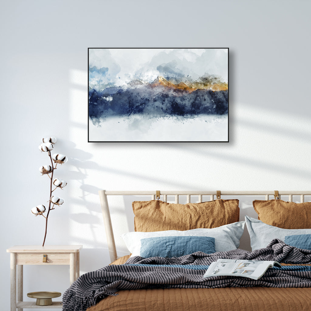 60cmx90cm-abstract-sunlight-mountains-black-frame-canvas-wall-art www.mallsonline.com.au