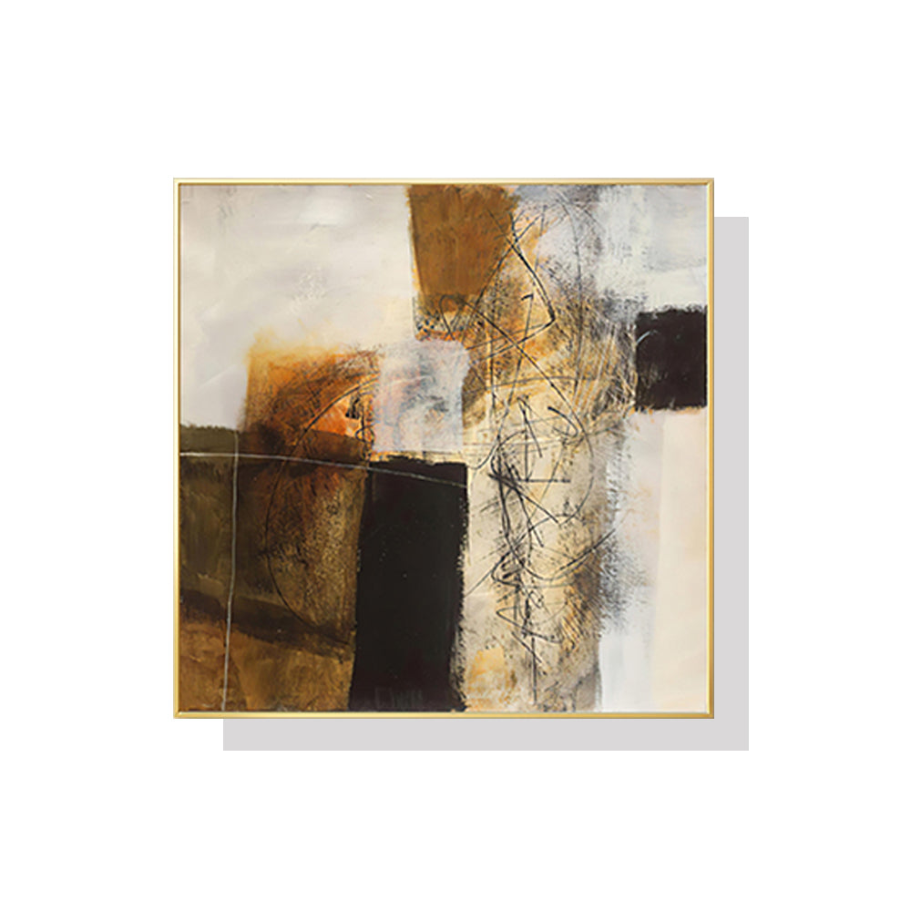 50cmx50cm-abstract-gold-brown-painting-style-gold-frame-canvas-wall-art www.mallsonline.com.au
