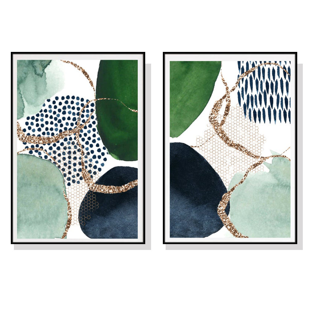 60cmx90cm-abstract-green-and-navy-2-sets-black-frame-canvas-wall-art www.mallsonline.com.au