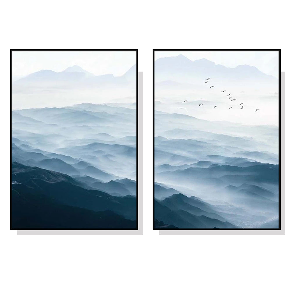 60cmx90cm-blue-mountains-2-sets-black-frame-canvas-wall-art www.mallsonline.com.au