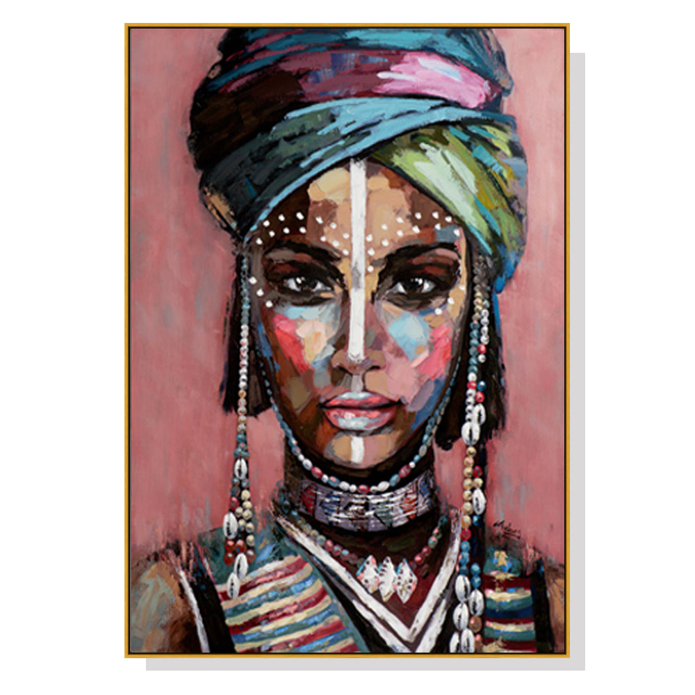 50cmx70cm-african-woman-ii-gold-frame-canvas-wall-art www.mallsonline.com.au