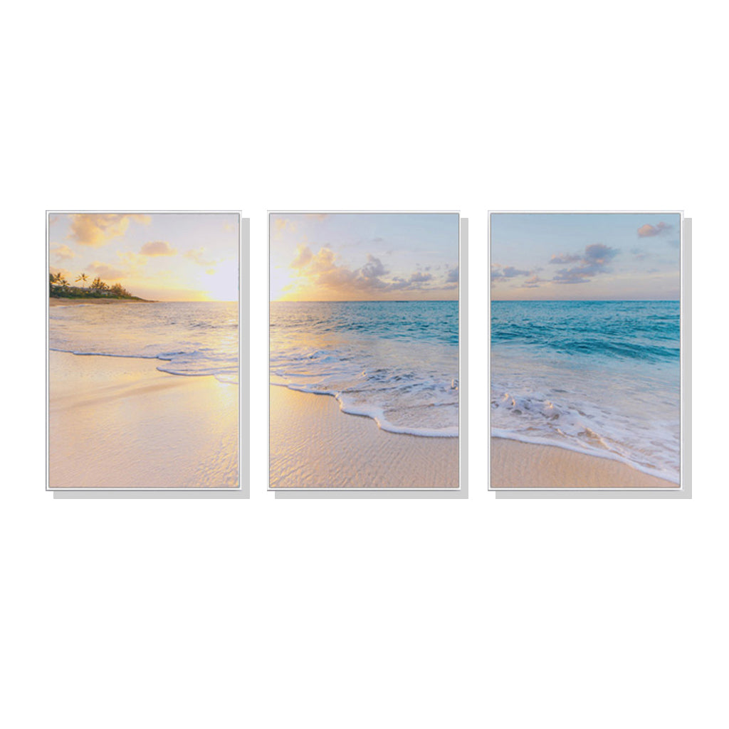40cmx60cm-ocean-and-beach-3-sets-white-frame-canvas-wall-art www.mallsonline.com.au