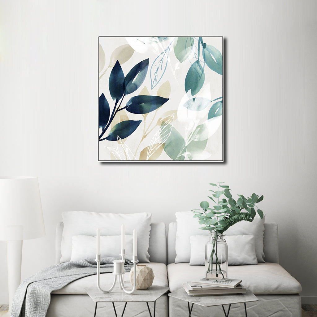 60cmx60cm-watercolour-style-leaves-2-sets-white-frame-canvas-wall-art at www.mallsonline.com.au