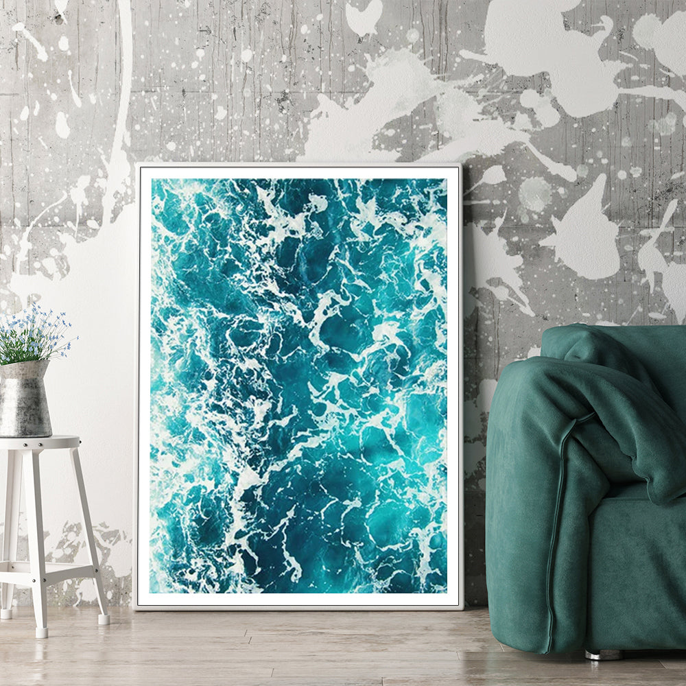 50cmx70cm-blue-ocean-white-frame-canvas-wall-art www.mallsonline.com.au