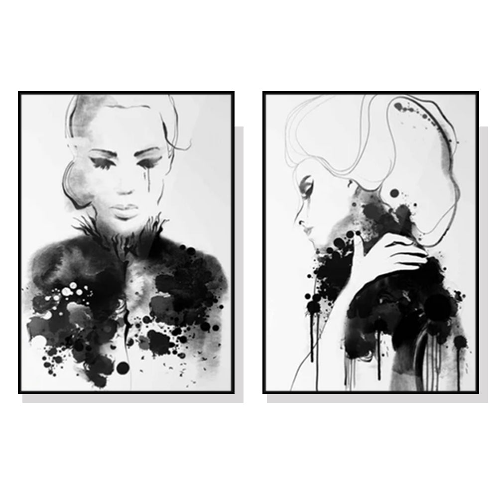 70cmx100cm-watercolor-sketch-2-pieces-black-frame-canvas-wall-art www.mallsonline.com.au