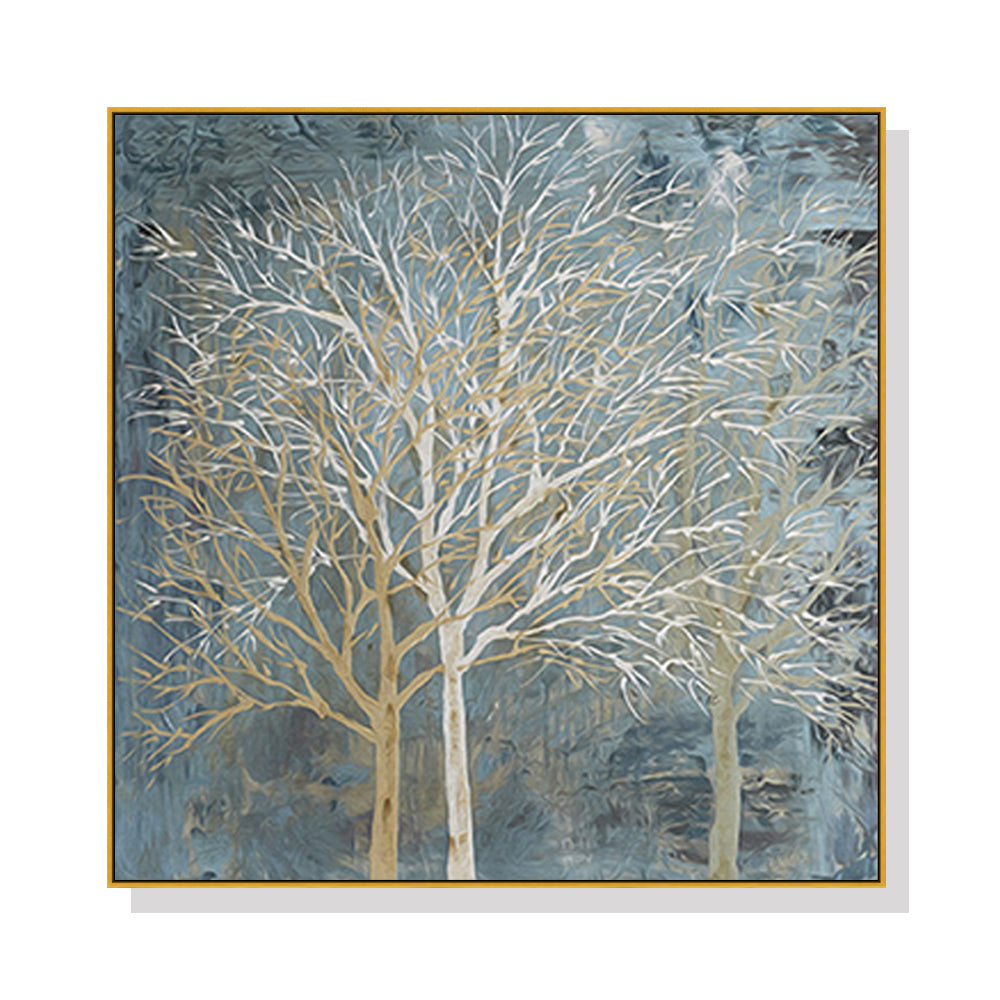 80cmx80cm-forest-in-the-twilight-trees-gold-frame-canvas-wall-art www.mallsonline.com.au