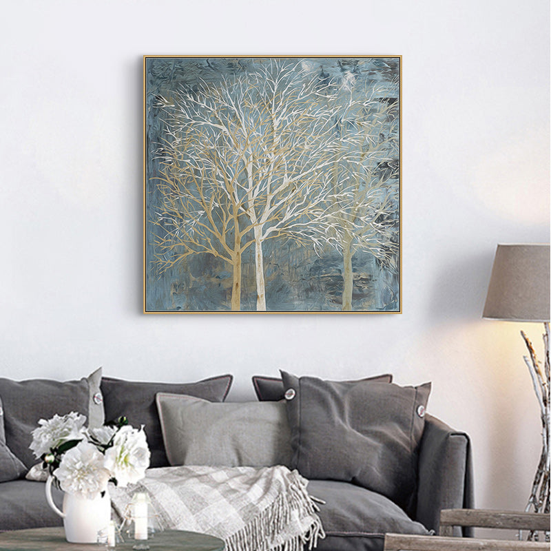 80cmx80cm-forest-in-the-twilight-trees-gold-frame-canvas-wall-art www.mallsonline.com.au