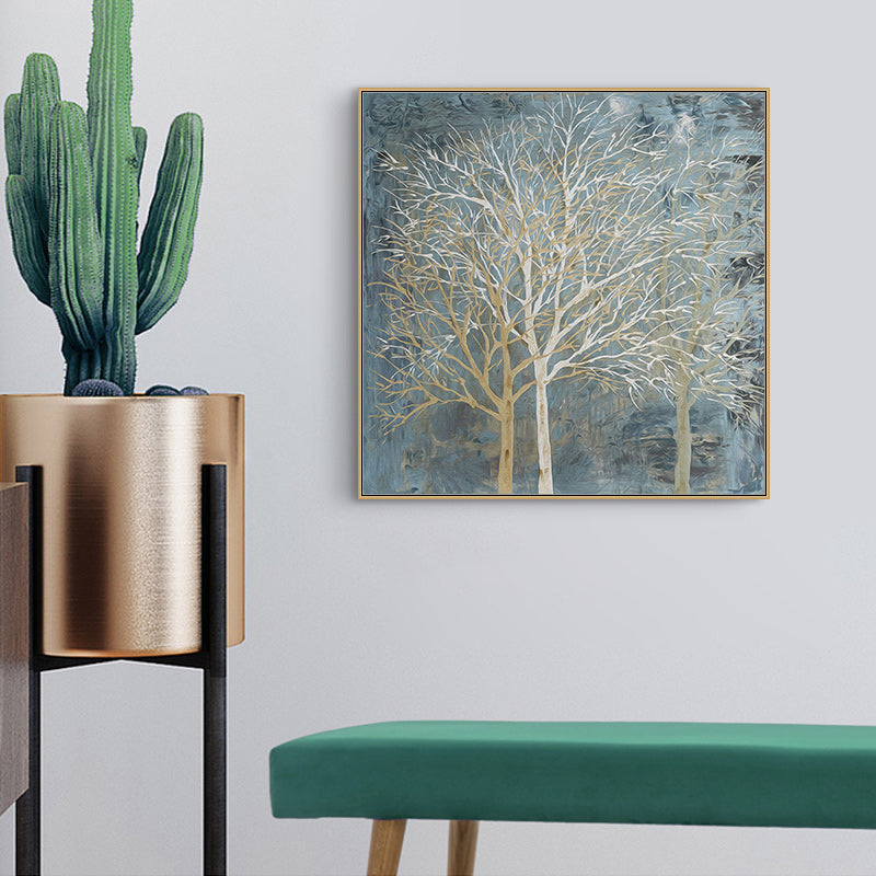 80cmx80cm-forest-in-the-twilight-trees-gold-frame-canvas-wall-art www.mallsonline.com.au