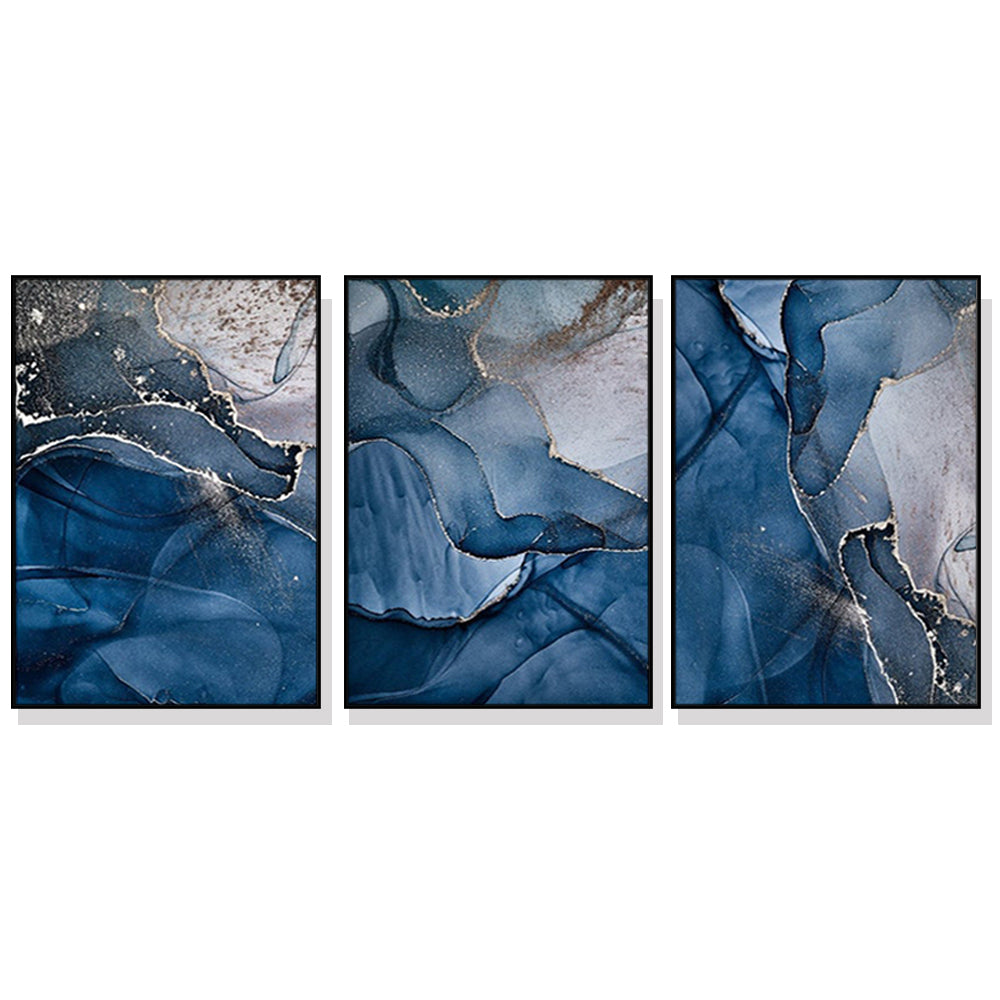 40cmx60cm-blue-gold-marble-3-sets-black-frame-canvas-wall-art www.mallsonline.com.au
