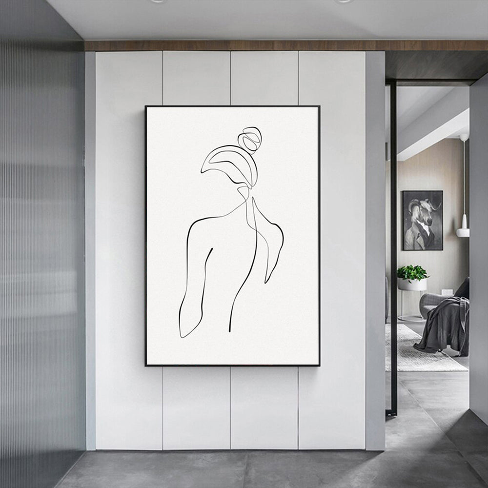 50cmx70cm-woman-back-line-art-black-frame-canvas-wall-art www.mallsonline.com.au