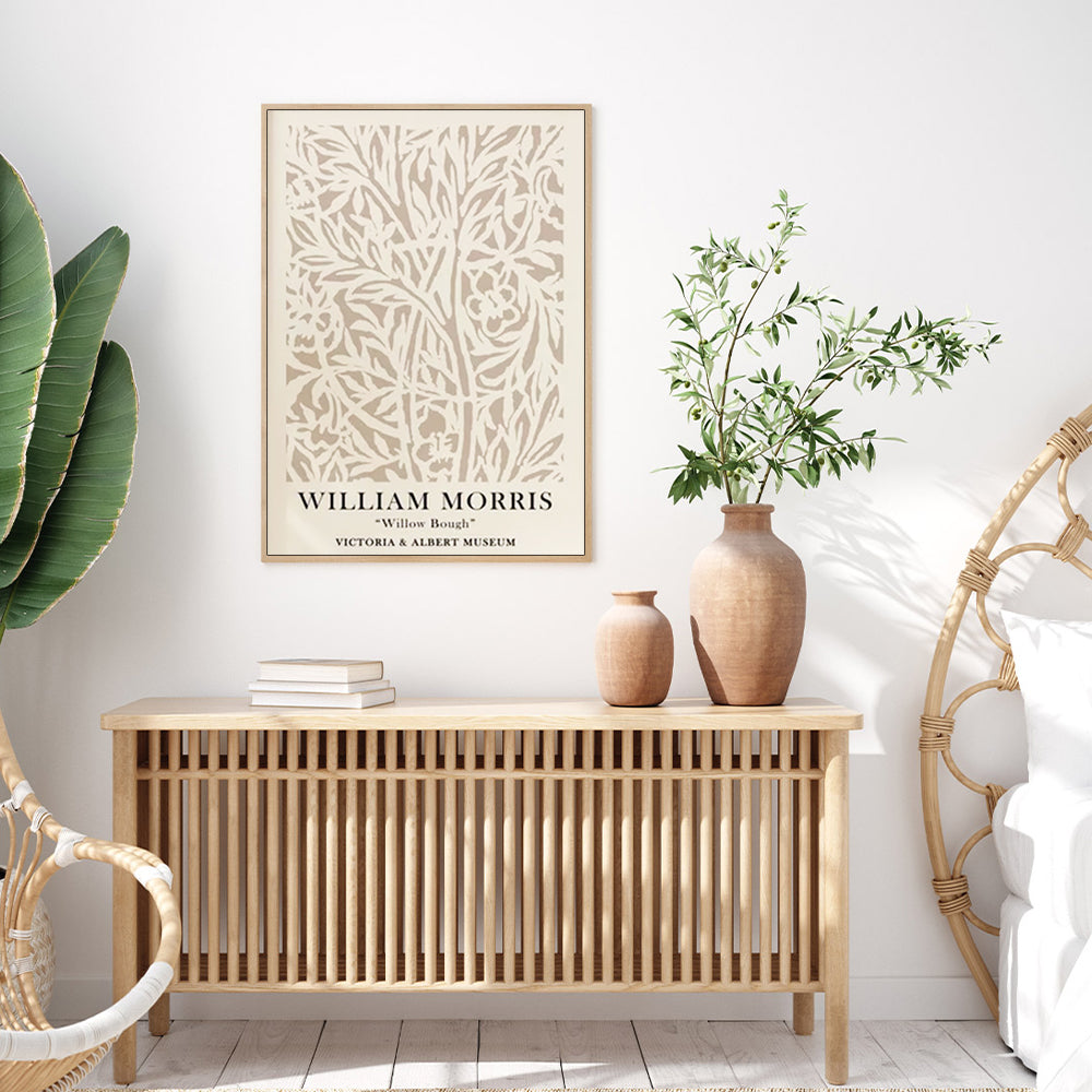 50cmx70cm-william-morris-neutral-wood-frame-canvas-wall-art www.mallsonline.com.au