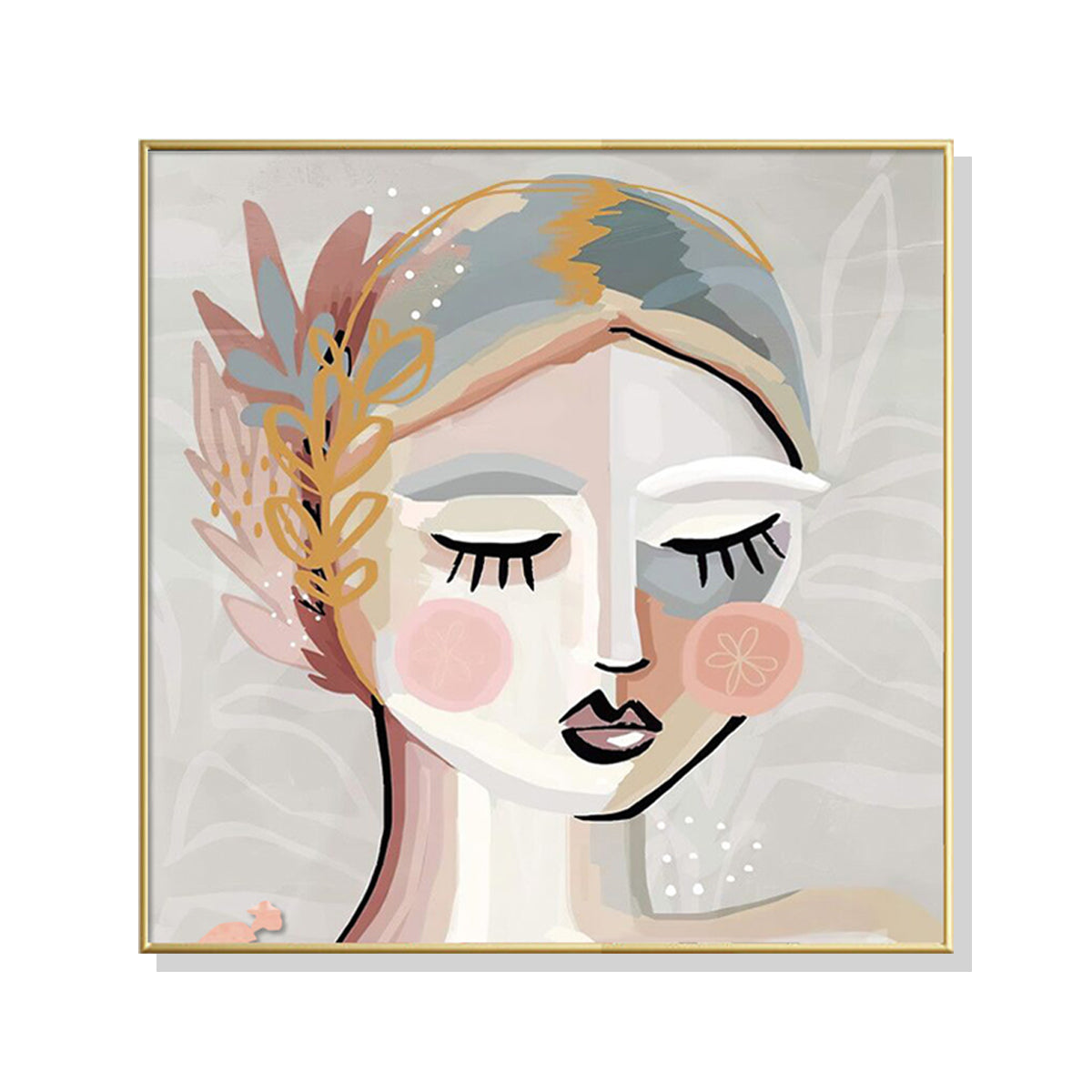 60cmx60cm-calm-girl-gold-frame-canvas-wall-art www.mallsonline.com.au