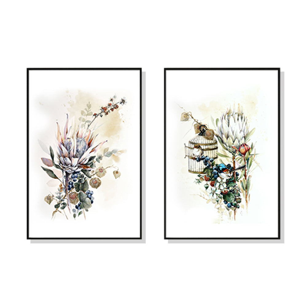 50cmx70cm-berries-and-protea-2-sets-black-frame-canvas-wall-art www.mallsonline.com.au