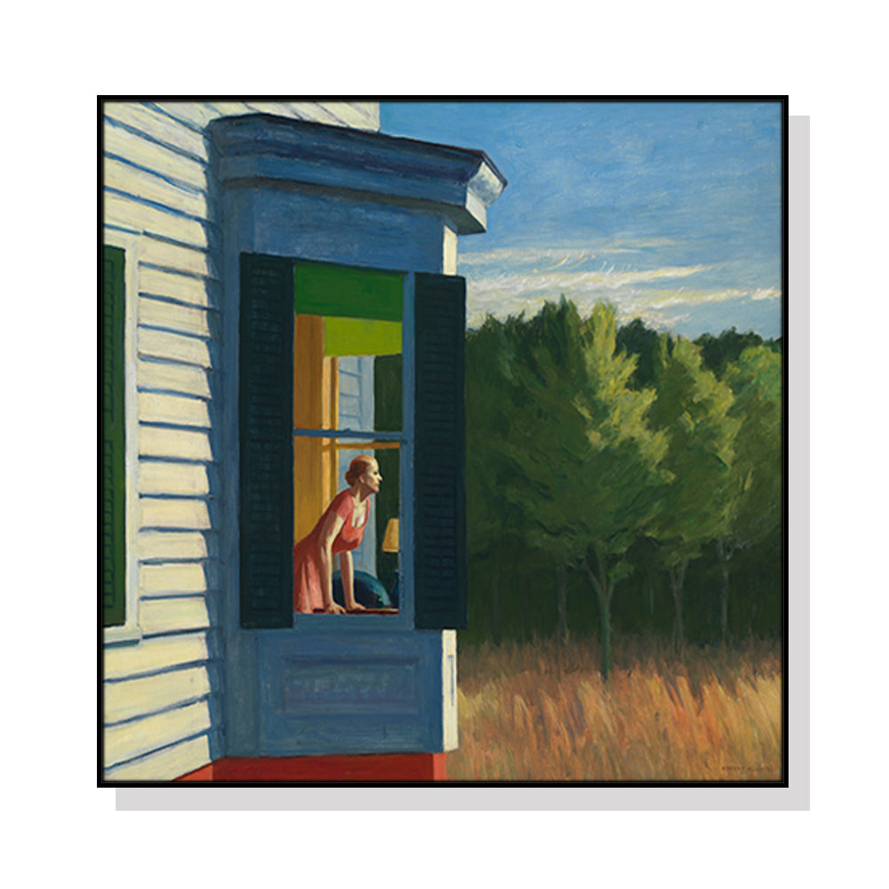 50cmx50cm-cape-cod-morning-by-edward-hopper-black-frame-canvas-wall-art www.mallsonline.com.au