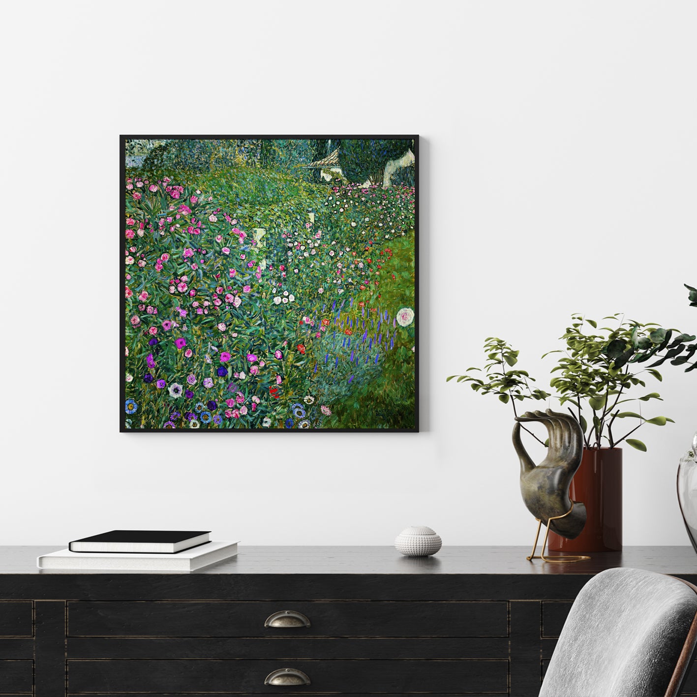 50cmx50cm-italian-garden-by-gustav-klimt-black-frame-canvas-wall-art at www.mallsonline.com.au