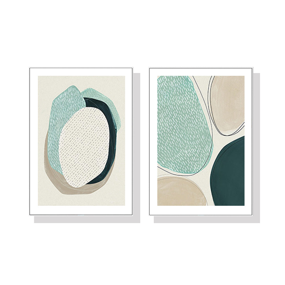 50cmx70cm-abstract-green-circle-2-sets-white-frame-canvas-wall-art www.mallsonline.com.au