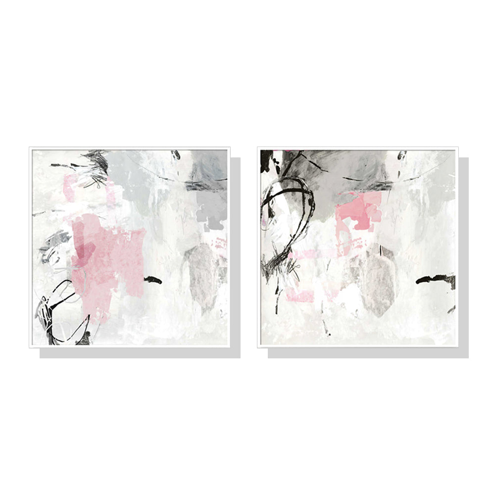 50cmx50cm-abstract-pink-grey-2-sets-white-frame-canvas-wall-art www.mallsonline.com.au