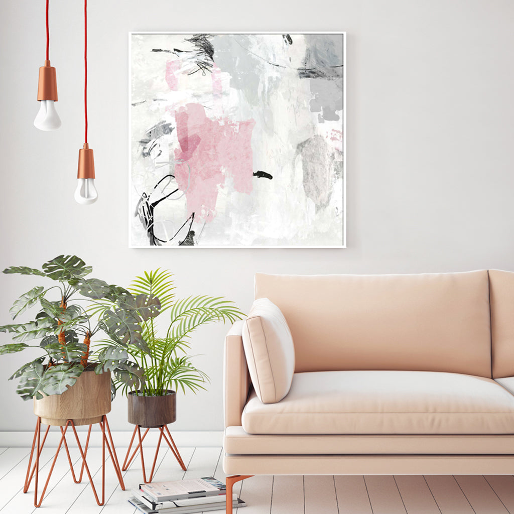 50cmx50cm-abstract-pink-grey-2-sets-white-frame-canvas-wall-art www.mallsonline.com.au