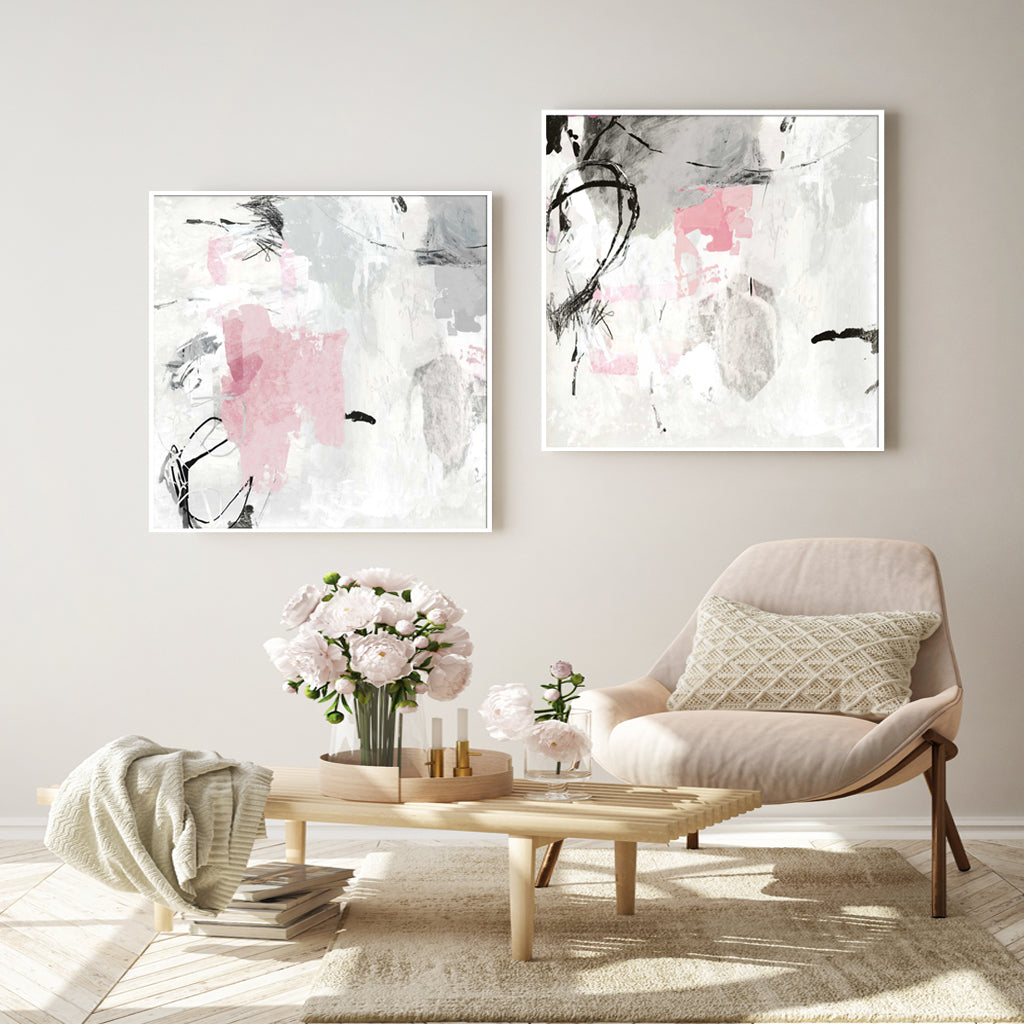 60cmx60cm-abstract-pink-grey-2-sets-white-frame-canvas-wall-art www.mallsonline.com.au