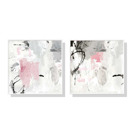 70cmx70cm-abstract-pink-grey-2-sets-white-frame-canvas-wall-art www.mallsonline.com.au