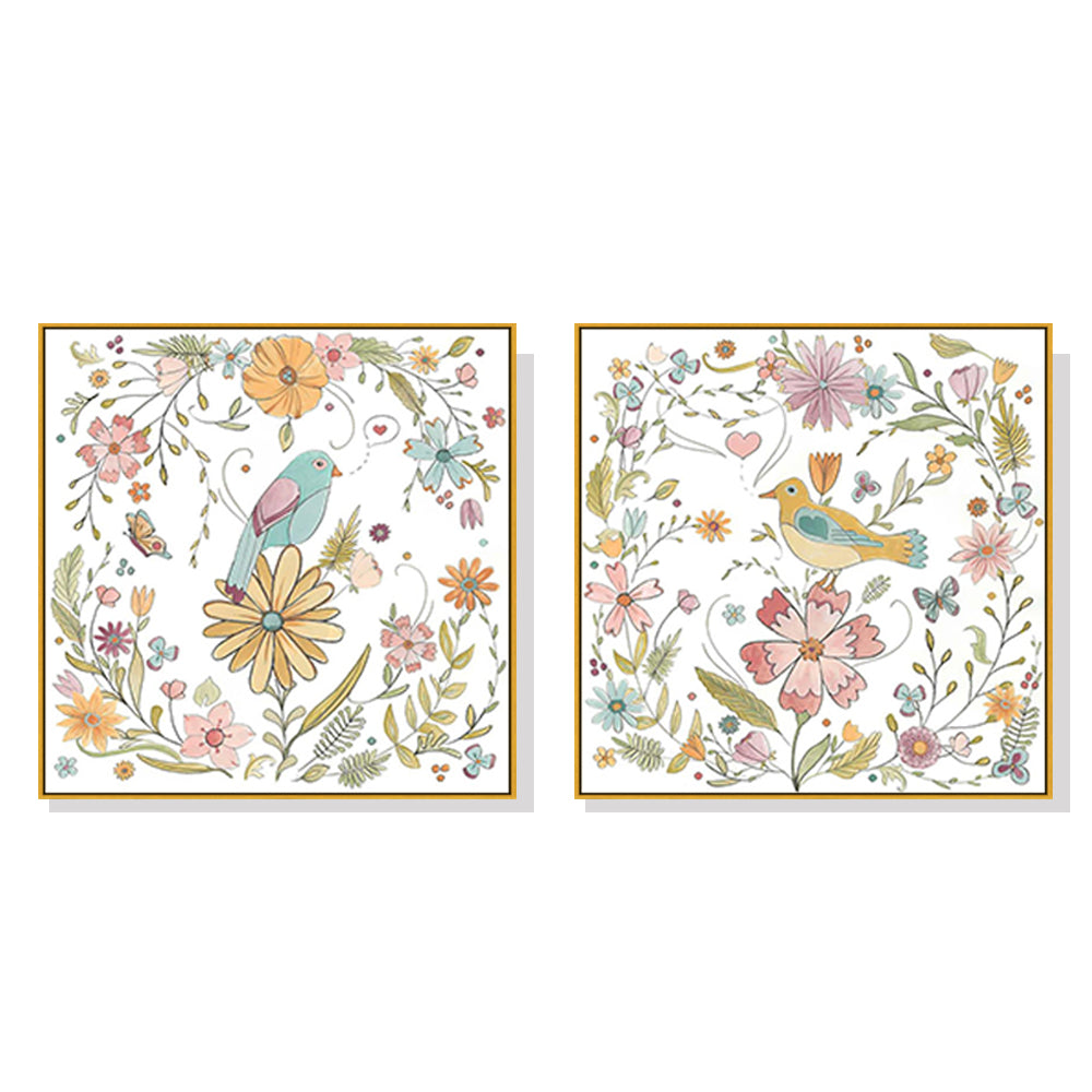 60cmx60cm-floral-birds-2-sets-gold-frame-canvas-wall-art at www.mallsonline.com.au