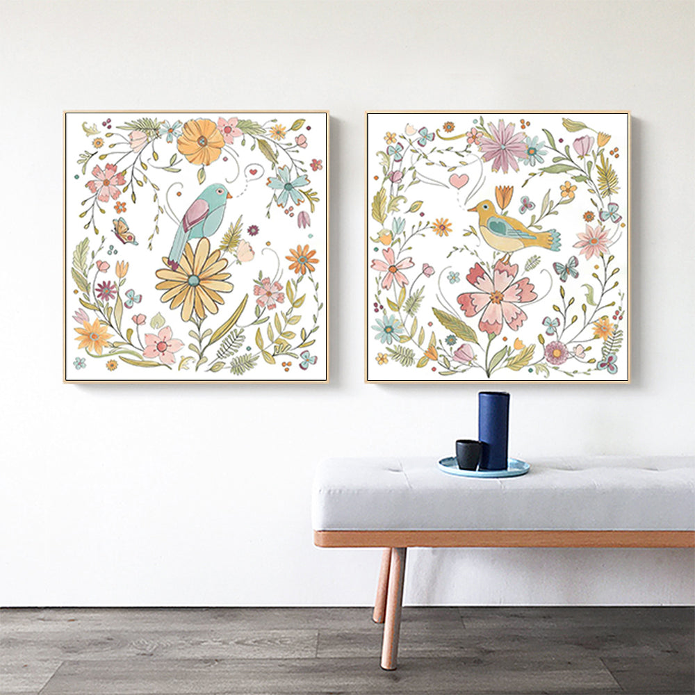 60cmx60cm-floral-birds-2-sets-gold-frame-canvas-wall-art at www.mallsonline.com.au