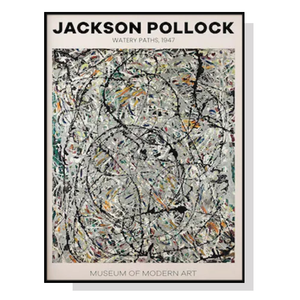 50cmx70cm-jackson-pollock-exhibition-iii-black-frame-canvas-wall-art www.mallsonline.com.au