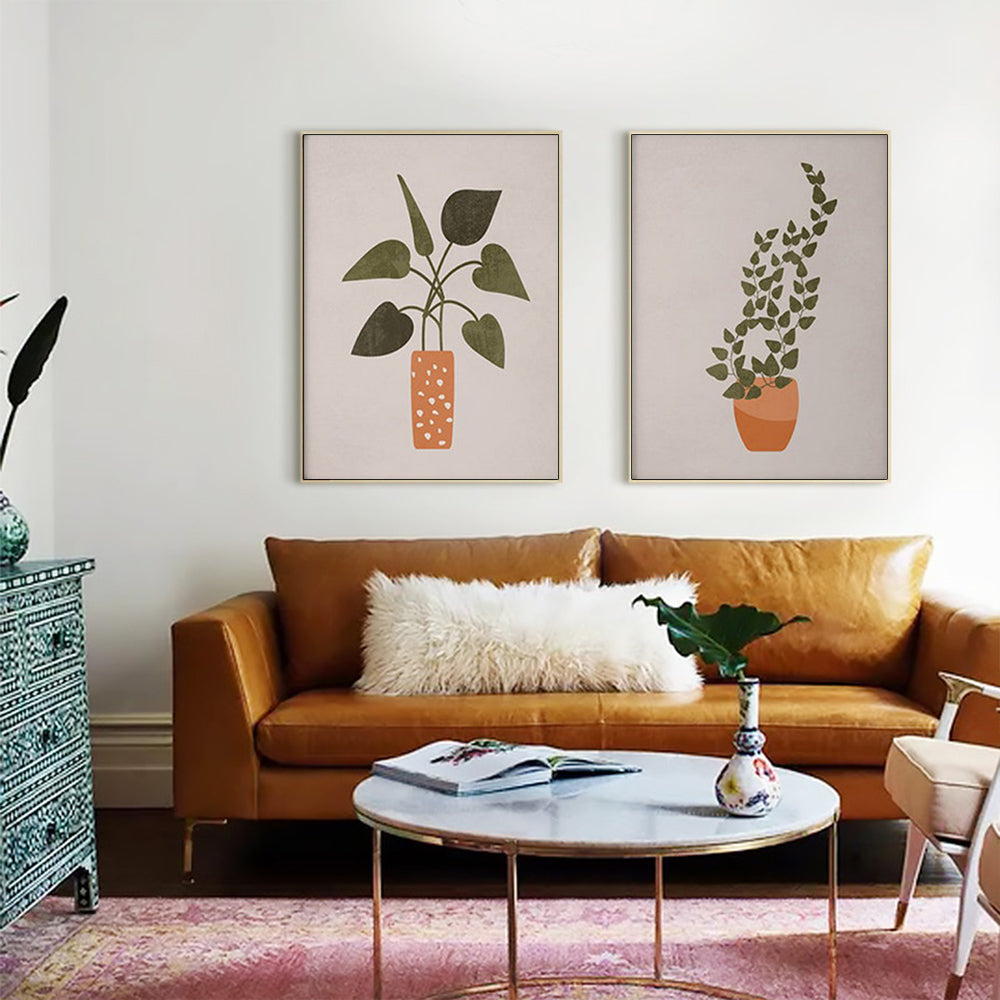 50cmx70cm-boho-botanical-art-2-sets-gold-frame-canvas-wall-art www.mallsonline.com.au