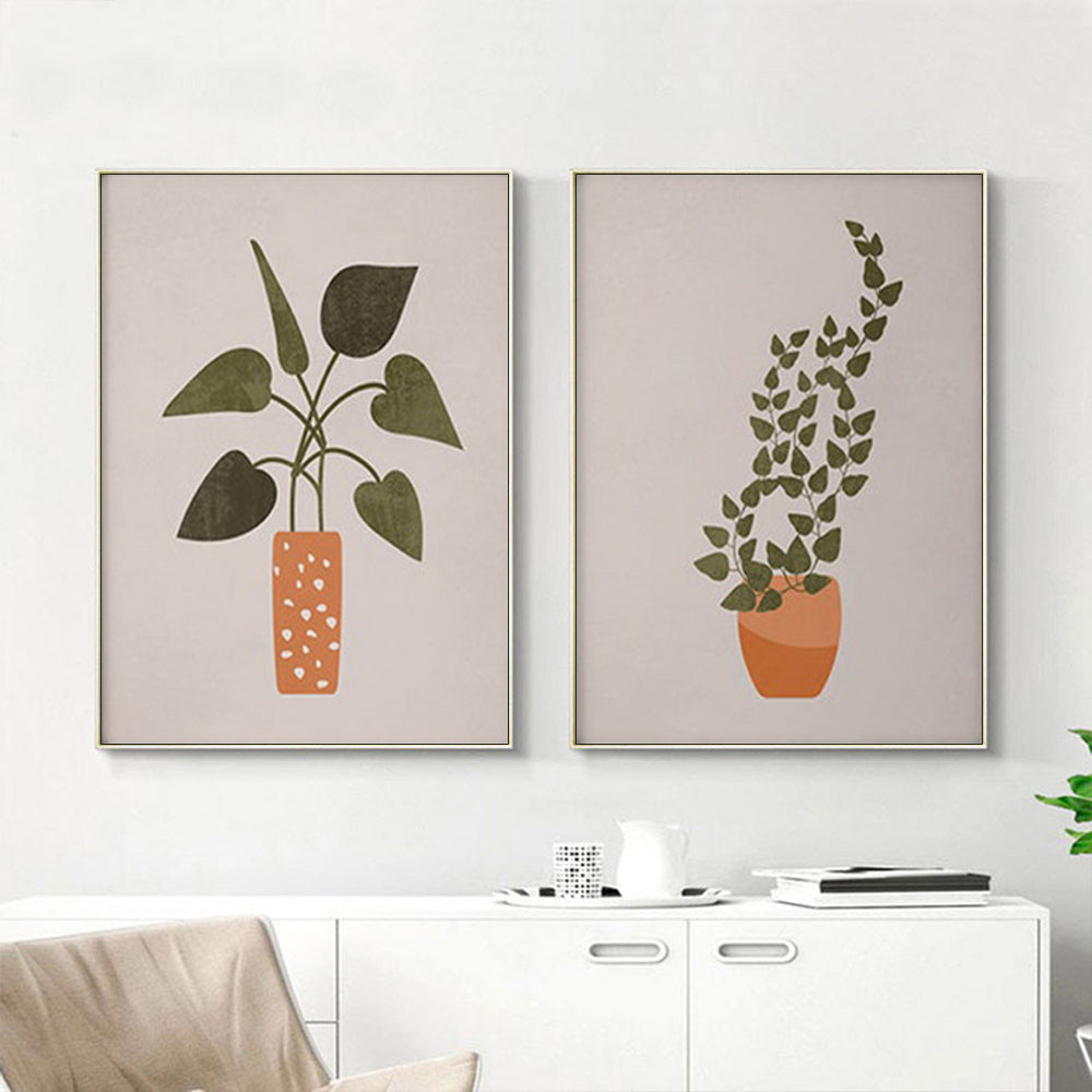 50cmx70cm-boho-botanical-art-2-sets-gold-frame-canvas-wall-art www.mallsonline.com.au