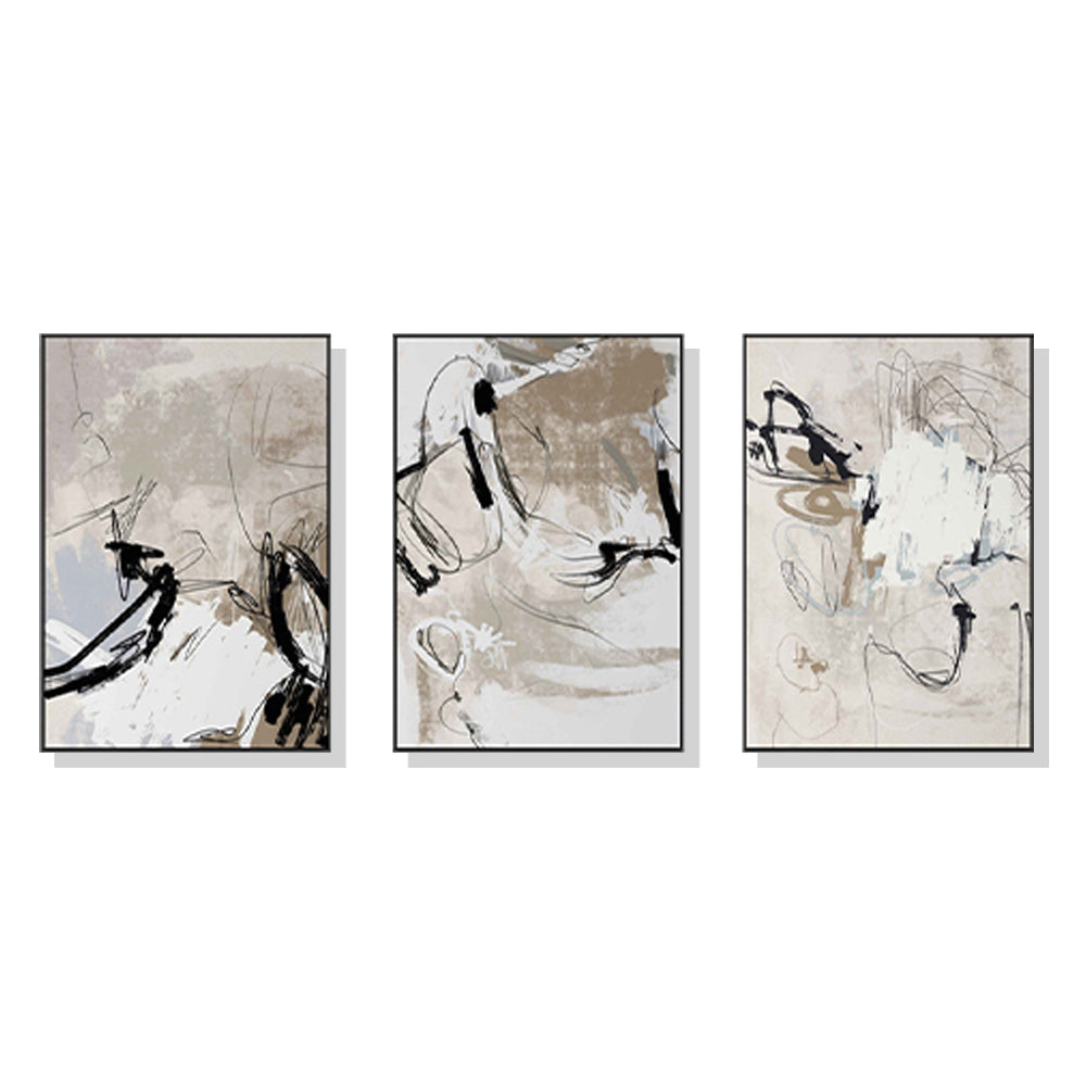 50cmx70cm-modern-abstract-beige-3-sets-black-frame-canvas-wall-art www.mallsonline.com.au