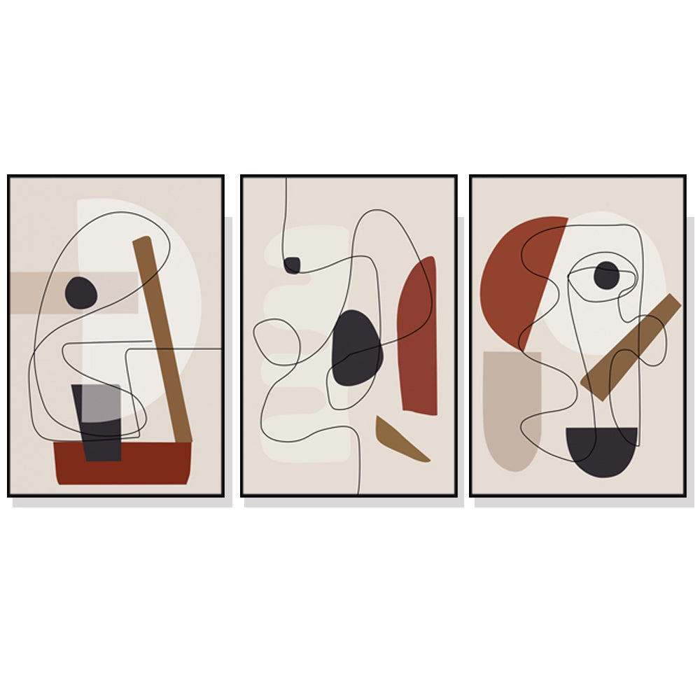 40cmx60cm-abstract-line-art-by-picasso-3-sets-black-frame-canvas-wall-art www.mallsonline.com.au