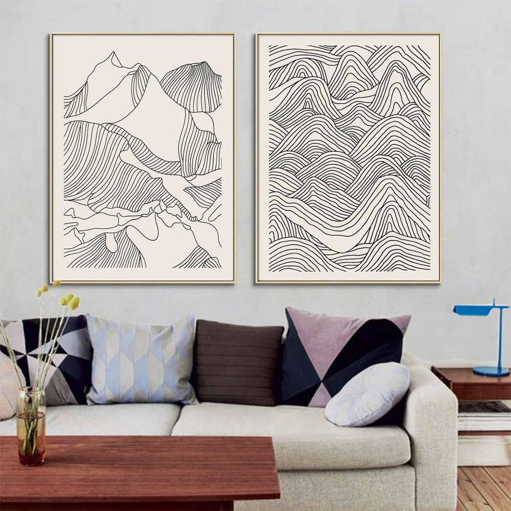 60cmx90cm-line-art-mountain-2-sets-gold-frame-canvas-wall-art www.mallsonline.com.au